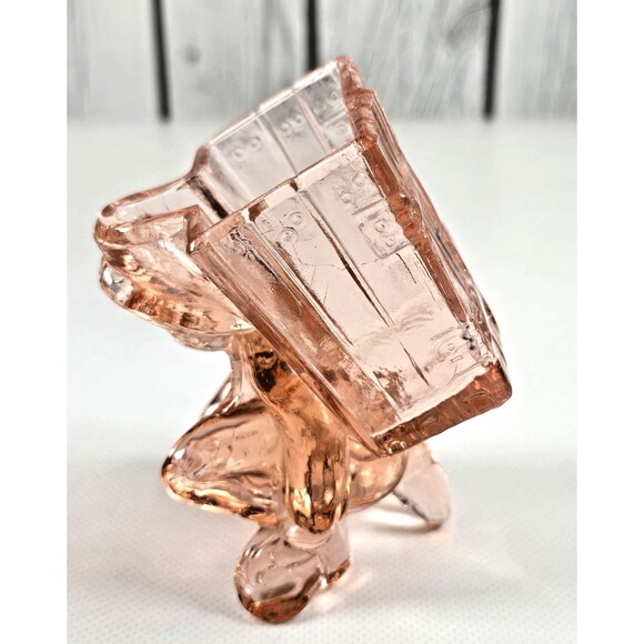 Vallerysthal Pink Glass Kneeling Boy with Basket Toothpick Matchbox Holder - Picture 6 of 12
